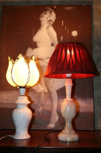 Two Vintage Marble Lamps
