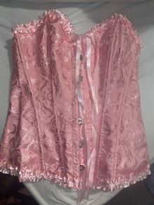 Pink Satin Lace Up Corset Top