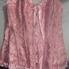 Pink Satin Lace Up Corset Top