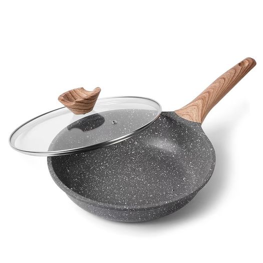 Brand New Non-stick Frying Pan with Lid Coated To 28cm, Granite Pans Nonstick Frying Pan,
