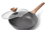 Brand New Non-stick Frying Pan with Lid Coated To 28cm, Granite Pans Nonstick Frying Pan,