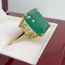 Gold plated Verde Onyx & White Zircon Ring 14K Gold Plated Image 8