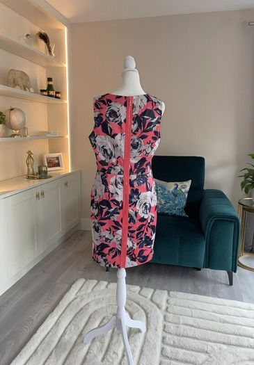 Ladies Pink & Navy Floral Midi Dress from Apricot