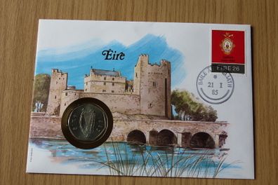 Ireland eire 50p 1983 BUNC coin in stamp cover | Irish 40th coin 41 years old