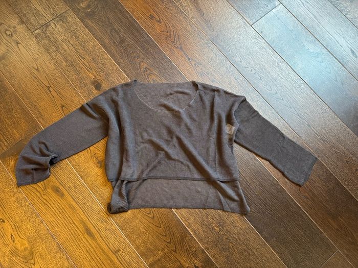 Brand new Dark Grey Semi-Sheer Oversized Knit Top