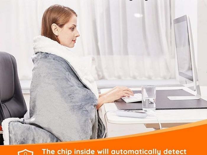 Electric Heated Blanket Throw 130/ 180 Flannel Sherpa, Fast Heating, 10 Heat Levels 9H Auto Off LED Controller Overheat Protection  Machine Washable  ETL Certified Grey