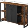 _Sideboard, Kitchen Cabinet with Drawer, Side Cabinet with Doors, Multi-Purpose Cabinet, Metal Frame, Cabinet for Living Room, Dining Room, Hallway, Vintage Brown/Black Image 5
