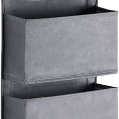 FREE SHIPPING Over Door Storage with 4 Pockets Strong and Durable, Hanging Wardrobe Storage Organiser Practical and Spacious, Hanging Storage With 2 Metal Hooks for Bathroom Office Bedroom Grey