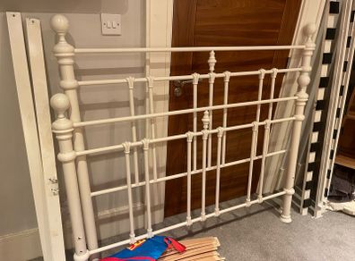 Really Sturdy White Metal 4Ft 6 Double Bed Frame - Can Deliver