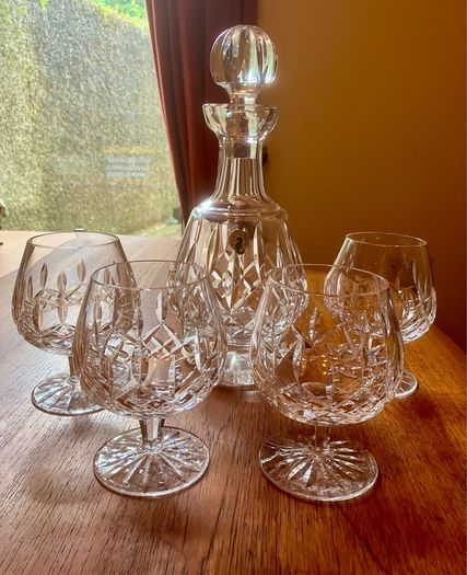 Waterford Crystal Lismore Decanter, Brandy Glasses