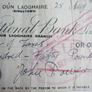 Vintage Cheque from The National Bank Limited, Dun Laoghaire Branch, dated August 25, 1943 Image 4