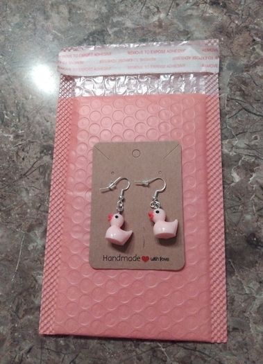 Pink Duck Earrings