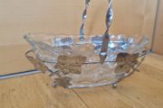 Vintage Glass Basket Dish with Ivy Holder