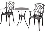 Cast Aluminium 2-Seater Outdoor Garden Table & Chair Set Brown
