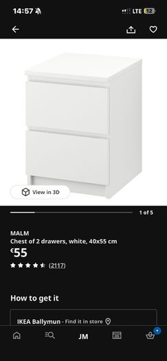 Ikea malm bed side locker 2 available