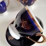 Vintage 1970' Cobalt Blue Gilded Tea Set Made in Ukraine Image 3