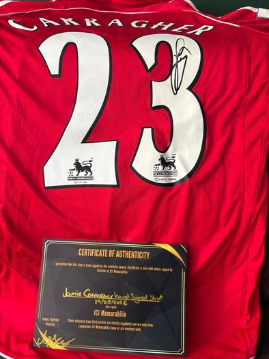 Jamie Carragher signed Liverpool jersey