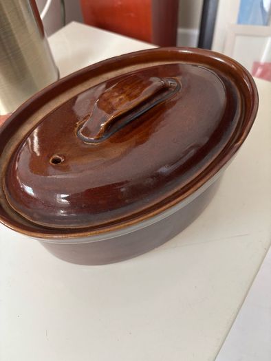 Vintage- Antique style Pearson's of Chesterfield Oval Treacle Glazed Lidded casserole dish