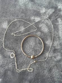 Pandora, sterling silver,bangle and necklace