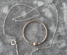 Pandora, sterling silver,bangle and necklace