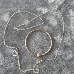 Pandora, sterling silver,bangle and necklace