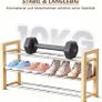 Shoe Rack Wooden, 3-Tier Oak Shoe Rack Expandable Stainless Steel Design, Ideal for Small Shoe Storage for Narrow Space, Suitable for Entrances, Garages Image 5