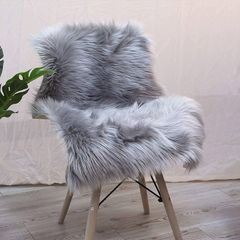 FREE EXPRESS SHIPPING Faux Fur Soft Fluffy Single Sheepskin Stule Style Rug, Faux Fleece Chair Cover Seat Pad Soft Fluffy Shaggy Area Rugs for Bedroom Sofa FloorGray, 60 X 90 CM
