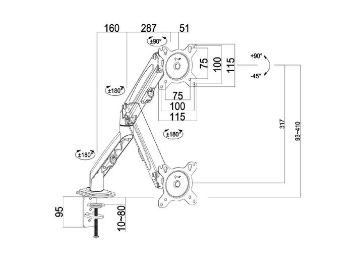TV Monitor Desk Mount Arm Bracket Tilt Swivel 13-27"