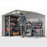 9 x 6ft Metal Garden Shed, Outdoor Storage Tool House with Ventilation Slots, Foundation Kit and Lockable Double Doors, Light Green Image 9