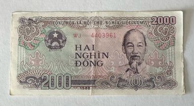 Vietnam 2000 Dong 1988 Banknote