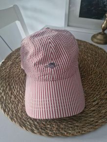 GANT Striped Seersucker Cap red
