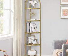 5-Tier Plant Stand, Freestanding Glass Shelf Tower, High Storage Shelves for Living Room, Bathroom, Bedroom, Modern Style, Golden Color