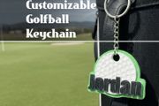 Personalised Golf Ball Keyring  Custom Name or Number