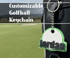 Personalised Golf Ball Keyring  Custom Name or Number