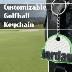 Personalised Golf Ball Keyring  Custom Name or Number