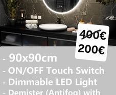 LED Bathroom Mirror Demister Defogger Clock Touch