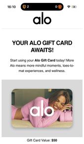 Alo gift card voucher