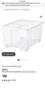 Ikea SAMLA transparent box with lid, 120e bundle of 7pieces, lids included