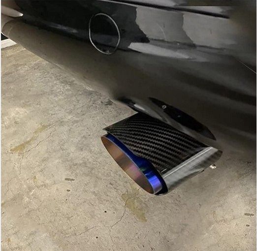 Car Exhaust Tip, carbon Fiber, Blued, 56-59mm