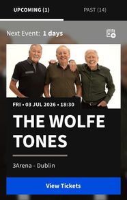 Wolfe Tone Tickets x 2