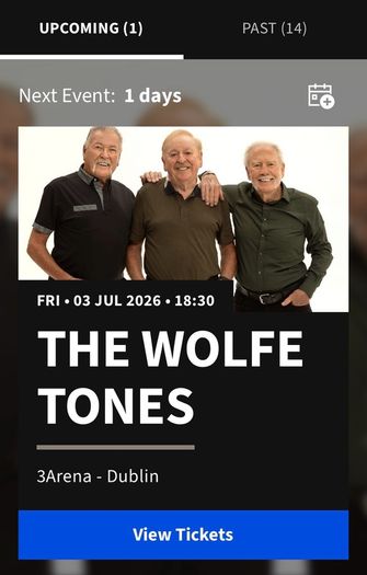 Wolfe Tone Tickets x 2