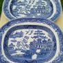 Two large Blue & White Willow Pattern Plates Image 3