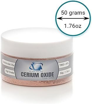Glass Polish 90006 Cerium Oxide High Grade Glass Polishing Powder - TREO 85% - 3.5 microns - 50 Grams