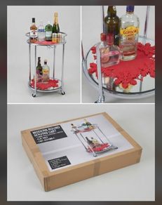 QUICK SALE: 2-for-1 Modern Round Serving / Bar Cart Deal (1 Assembled + 1 Brand New in Box) | Collection D13