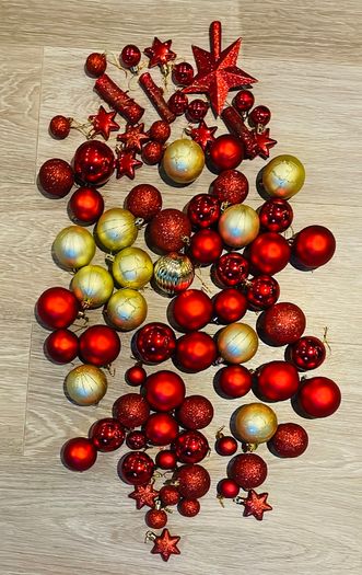 70 Christmas Baubles / Decorations / Red & Gold Baubles