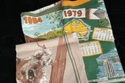 vintage tea towels, Calender, birthday, memorabilia, Australia, tourism,