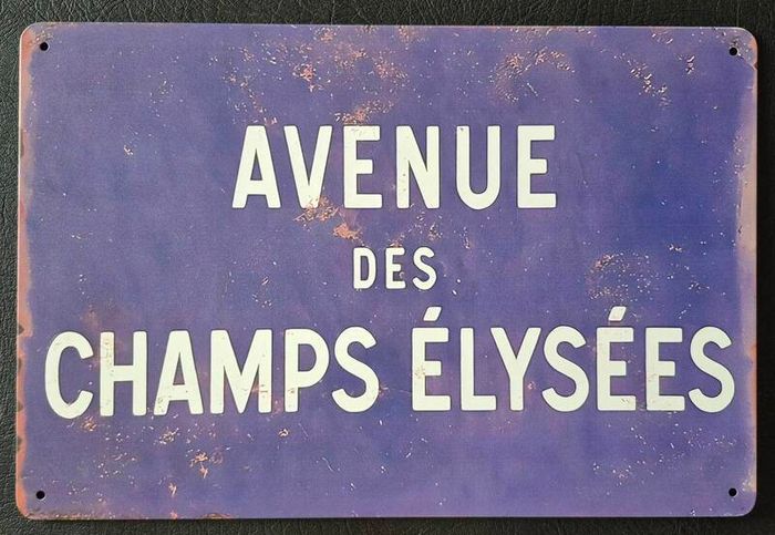 Avenue Des Champs Elysees , Vintage Style Metal Sign .