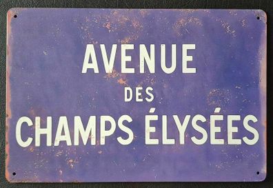 Avenue Des Champs Elysees , Vintage Style Metal Sign .