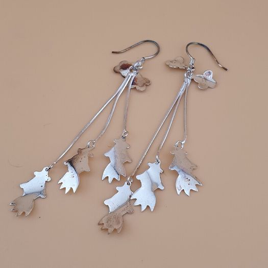 Sterling 925 Silver Cascading Leaf Drop Earrings