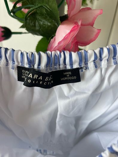 top zara large blue & white top size large